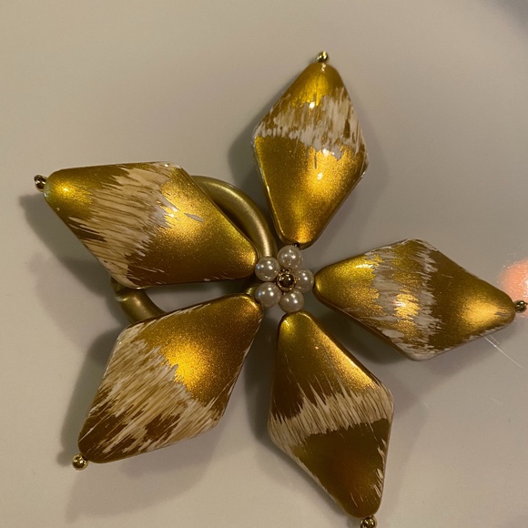 NEW HANDMADE BEADED NAPKIN HOLDER GOLD COLOR - Picture 4 of 5